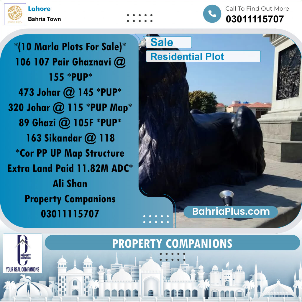 Residential Plot for Sale in Sector F - Ghaznavi Block -  Bahria Town, Lahore - (BP-172826)
