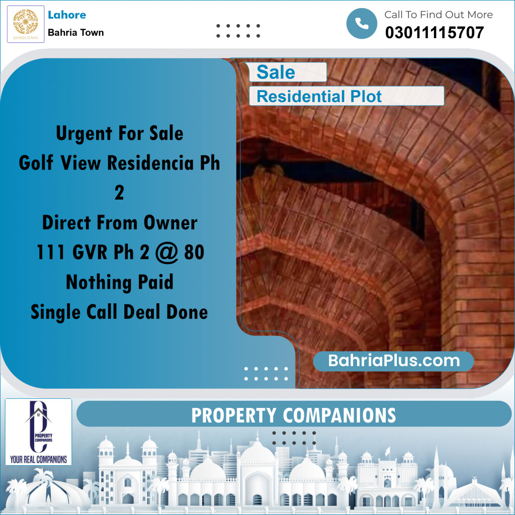 Residential Plot for Sale in Golf Phase 2 -  Bahria Town, Lahore - (BP-172828)