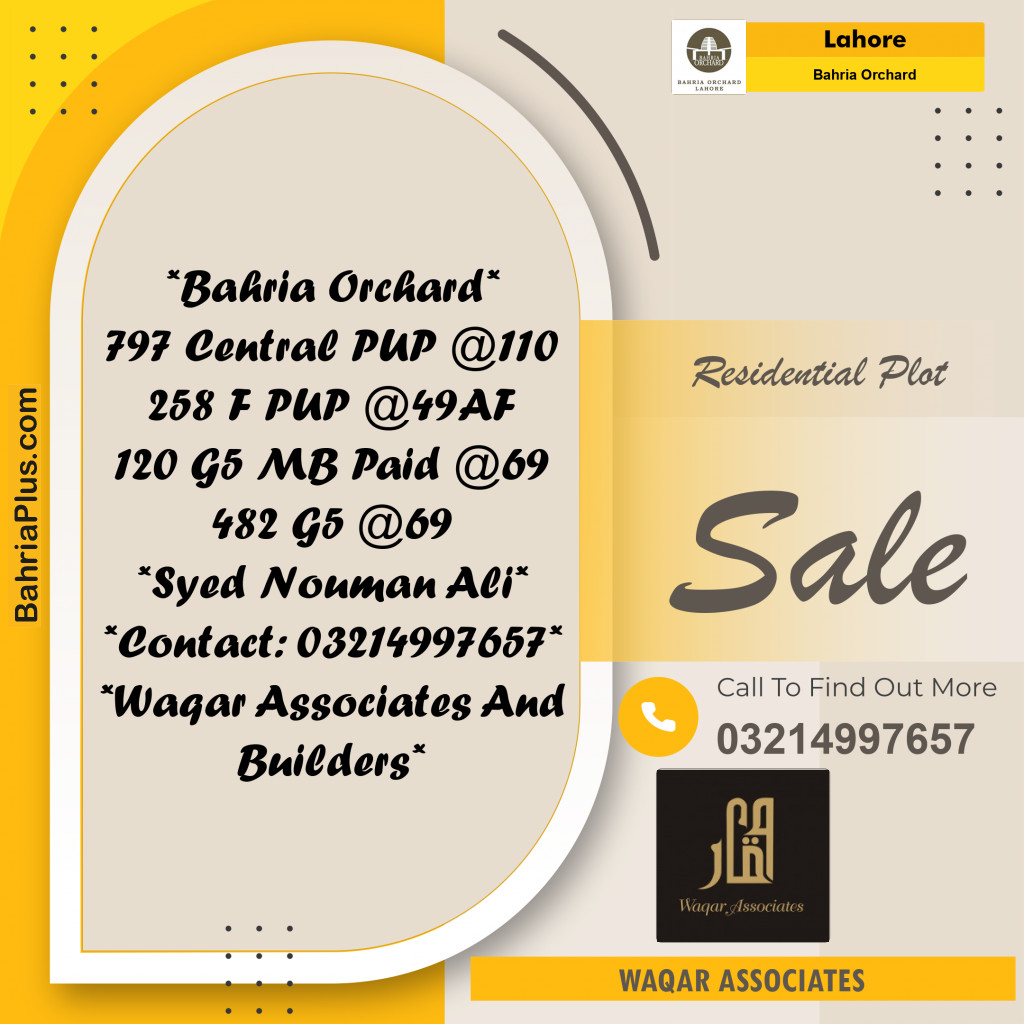 Residential Plot for Sale in Phase 1 - Central District -  Bahria Orchard, Lahore - (BP-172833)