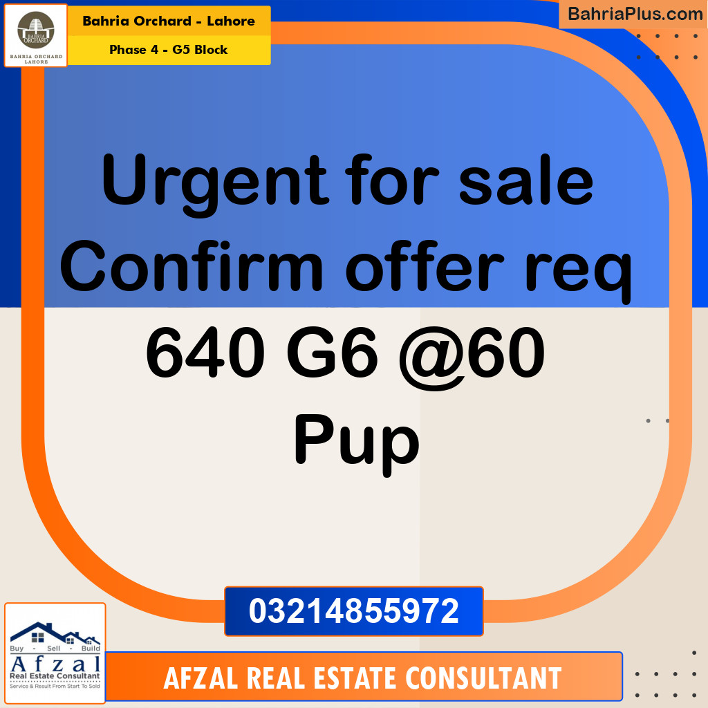 Residential Plot for Sale in Phase 4 - G5 Block -  Bahria Orchard, Lahore - (BP-172838)