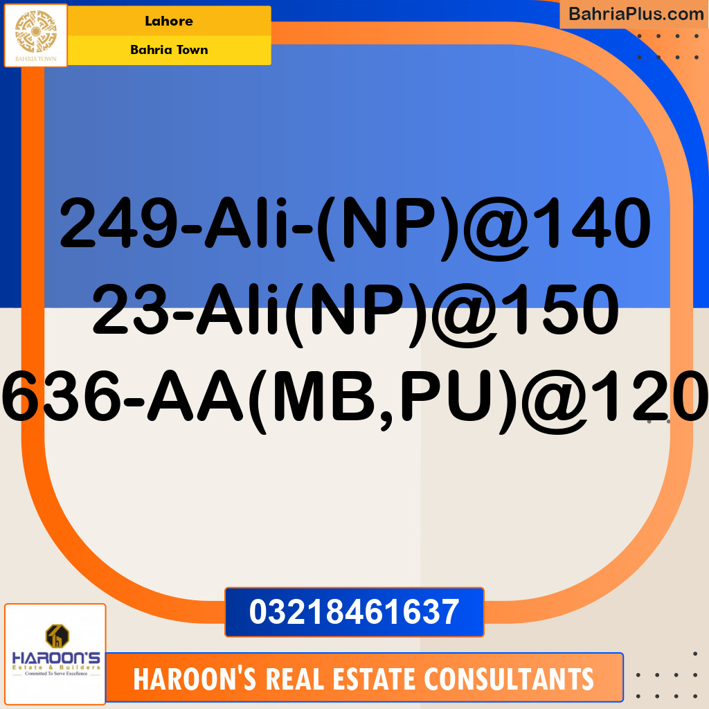 Residential Plot for Sale in Sector B - Ali Block -  Bahria Town, Lahore - (BP-172848)