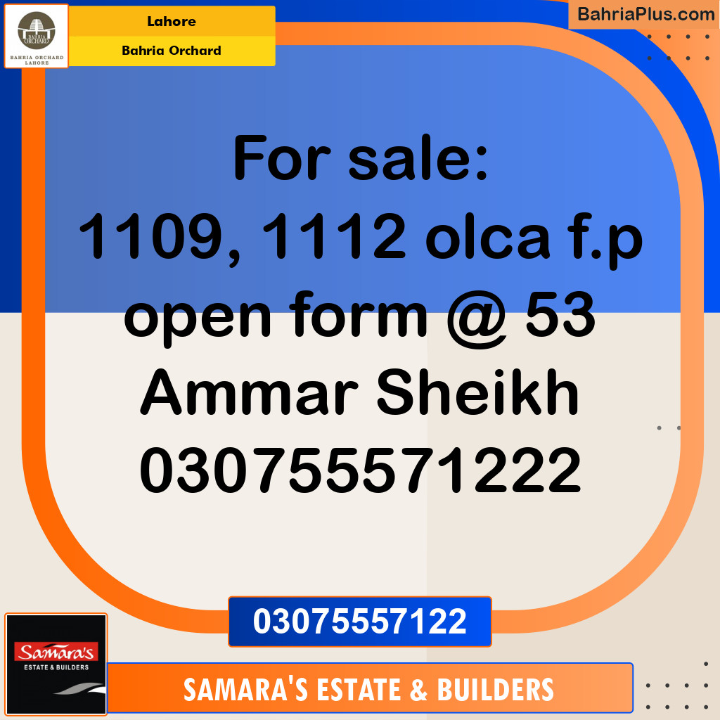 Residential Plot for Sale in OLC-A Block -  Bahria Orchard, Lahore - (BP-172959)