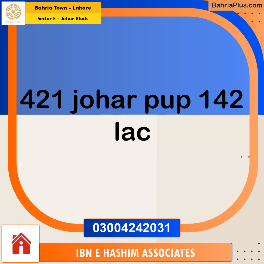 Residential Plot for Sale in Sector E - Johar Block -  Bahria Town, Lahore - (BP-172974)