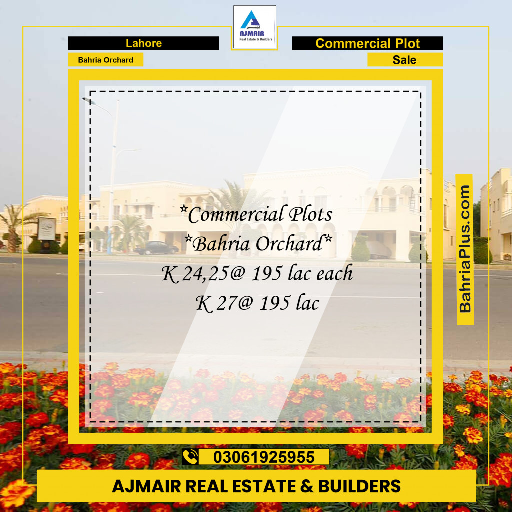 Commercial Plot for Sale in Phase 2 - K Block Commercial - Bahria Orchard, Lahore - (BP-172976)