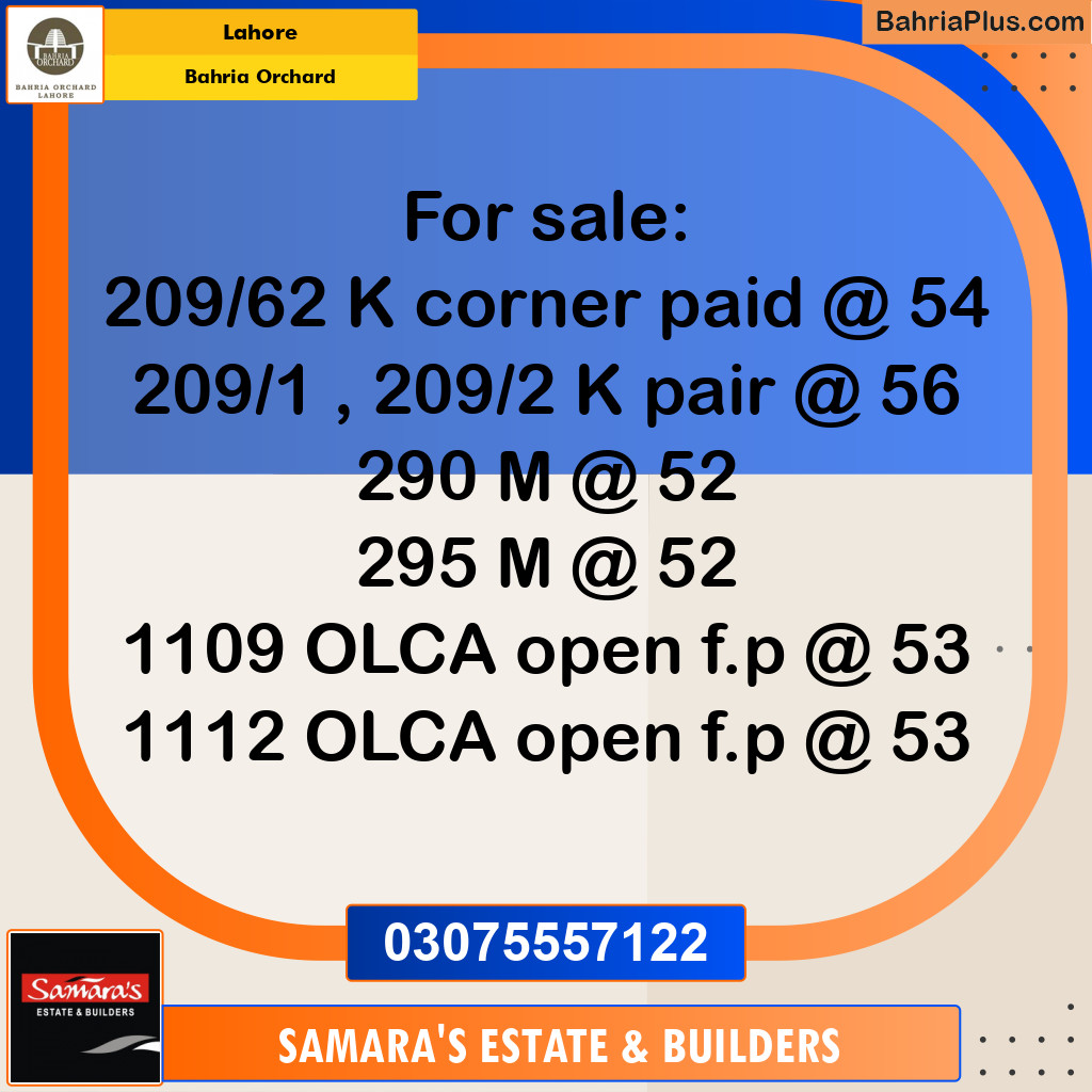 Residential Plot for Sale in Phase 2 - K Block -  Bahria Orchard, Lahore - (BP-172979)