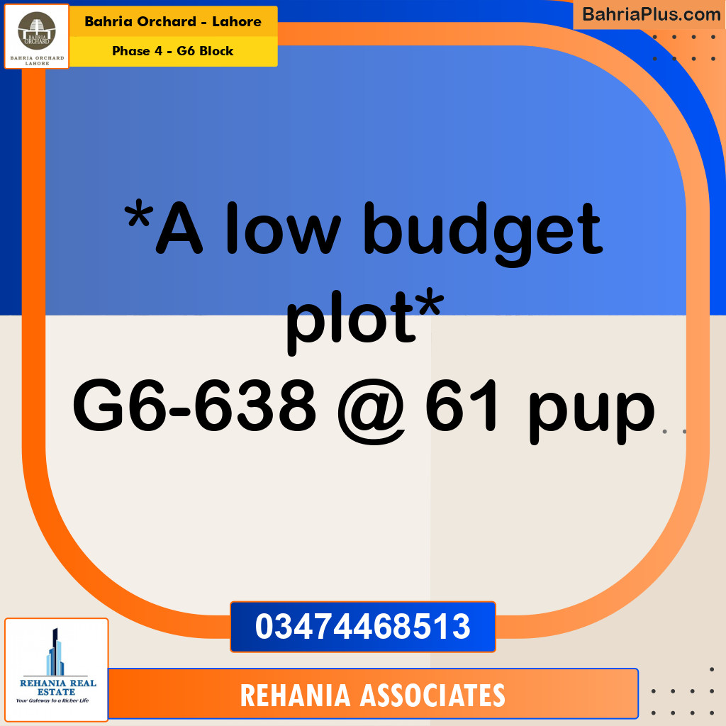 Residential Plot for Sale in Phase 4 - G6 Block -  Bahria Orchard, Lahore - (BP-172984)