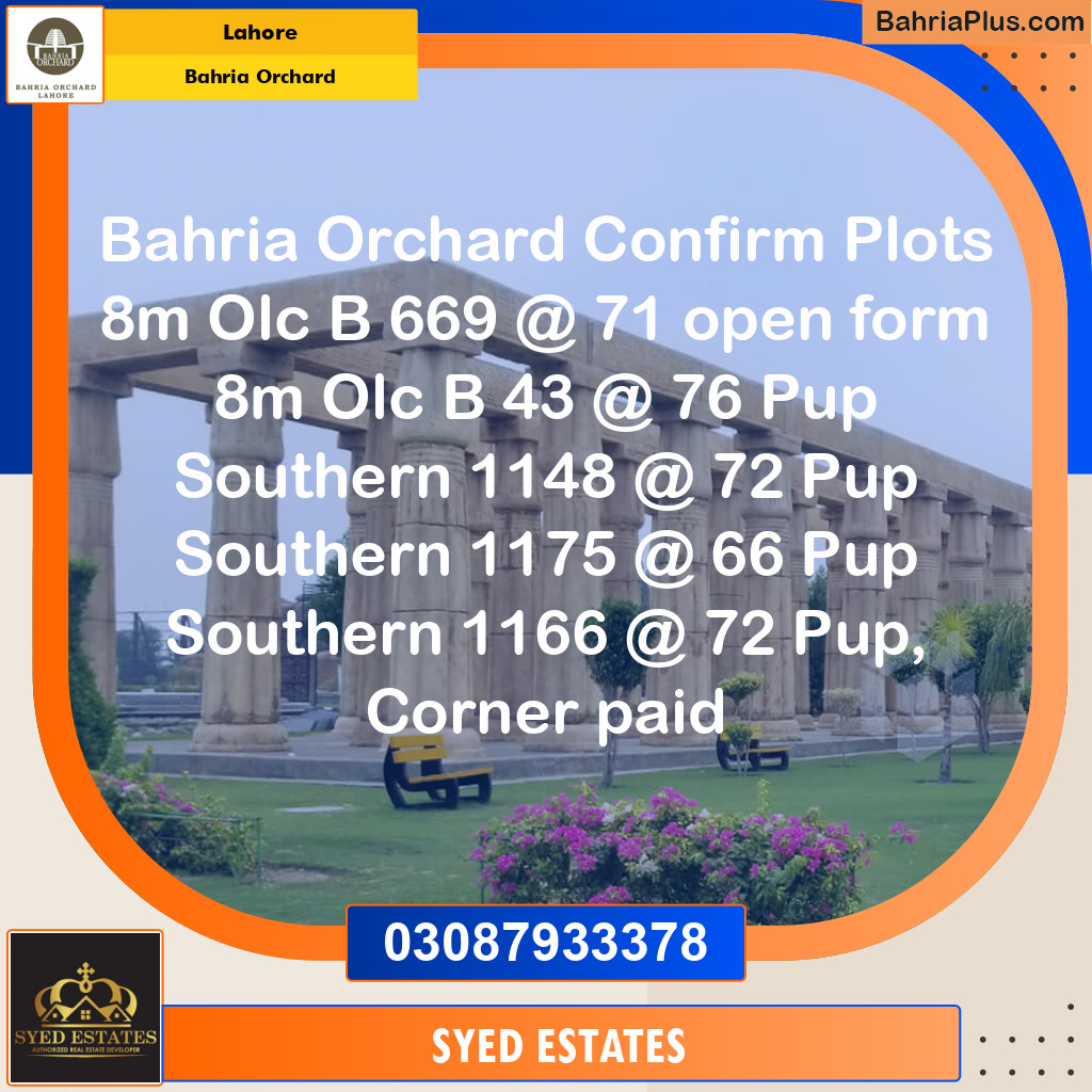 Residential Plot for Sale in OLC-B Block -  Bahria Orchard, Lahore - (BP-172985)