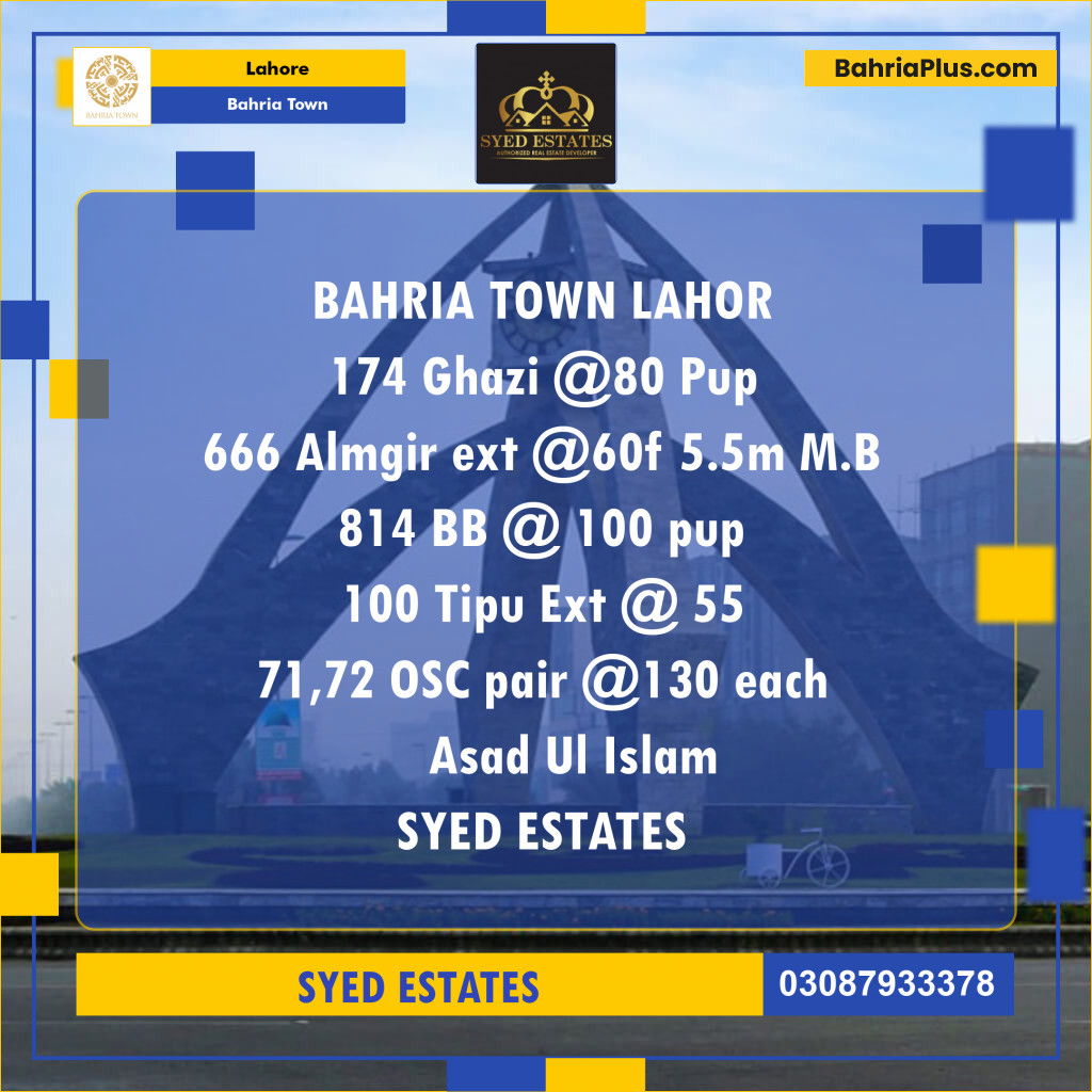 Residential Plot for Sale in Sector F - Ghazi Block -  Bahria Town, Lahore - (BP-173011)