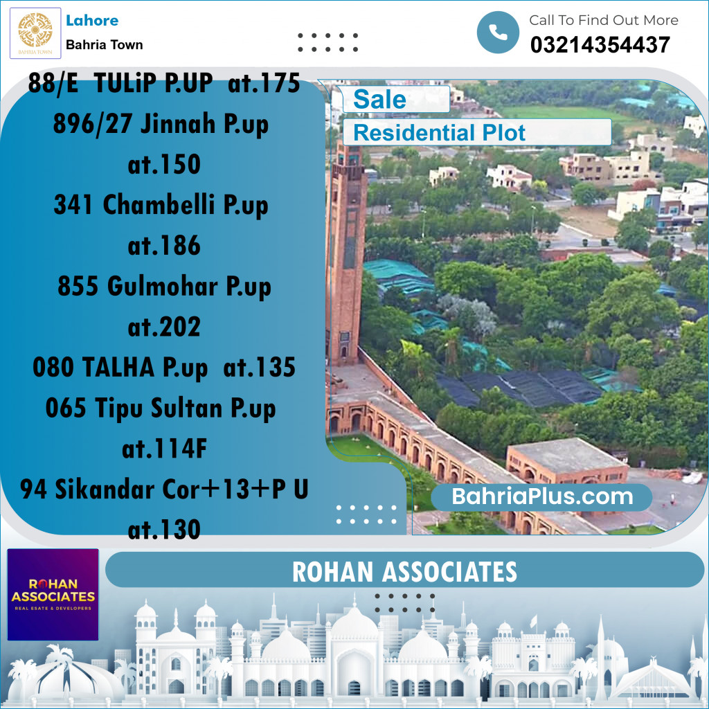 Residential Plot for Sale in Sector C - Tulip Block -  Bahria Town, Lahore - (BP-173070)