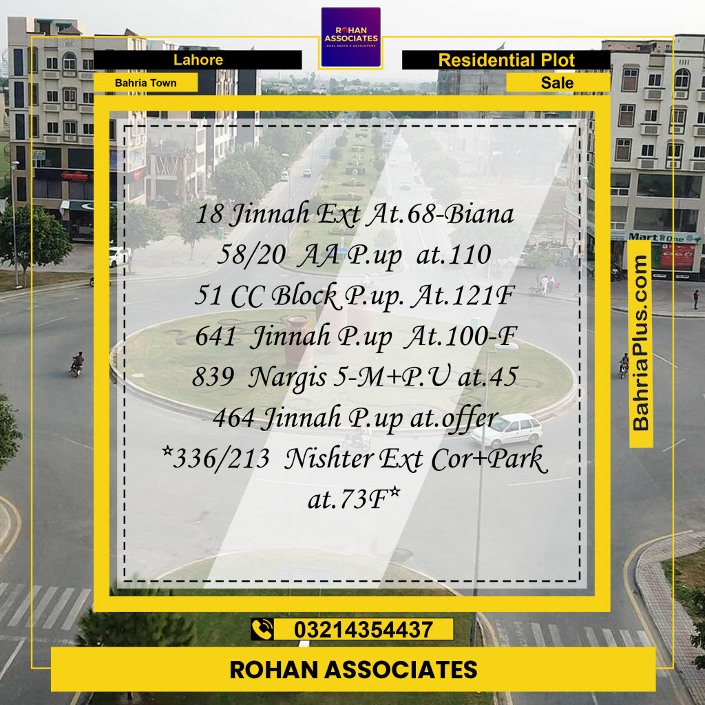 Residential Plot for Sale in Sector E - Jinnah Ext. Block -  Bahria Town, Lahore - (BP-173071)
