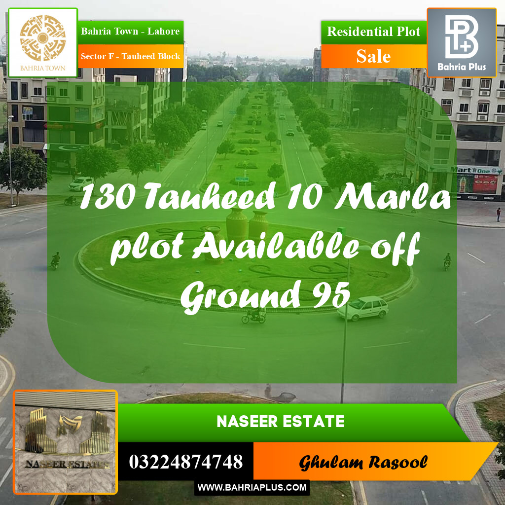 Residential Plot for Sale in Sector F - Tauheed Block -  Bahria Town, Lahore - (BP-173126)