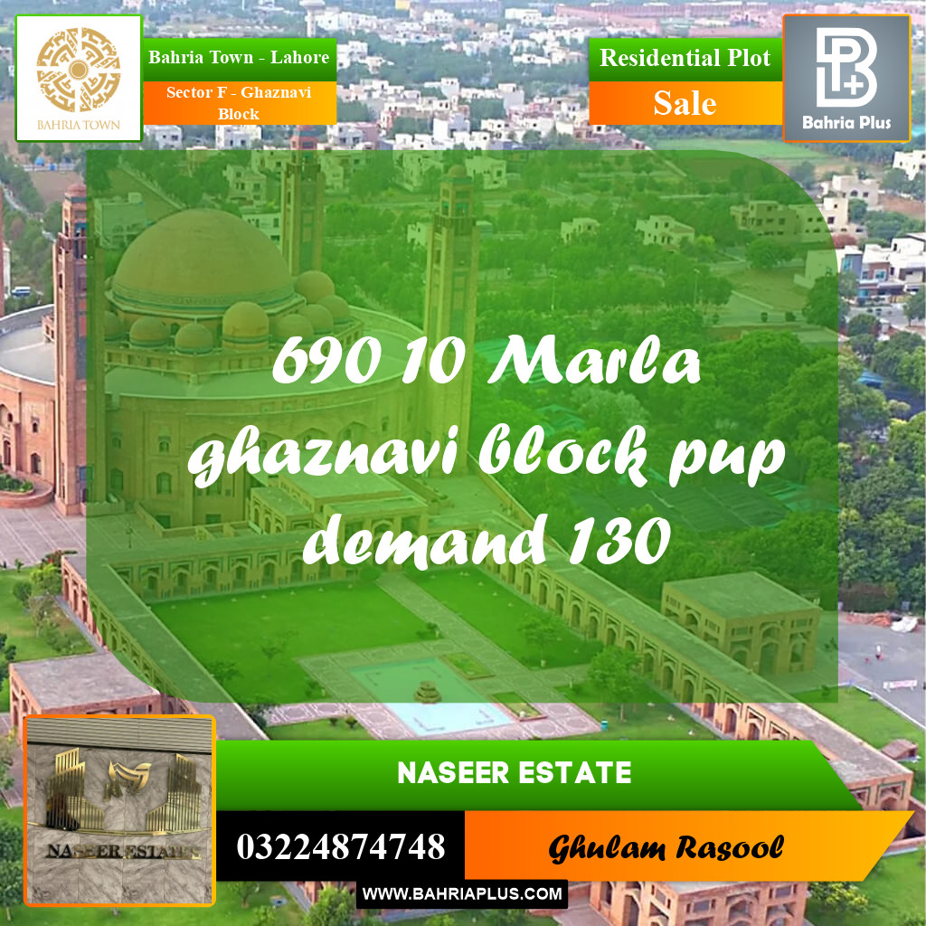 Residential Plot for Sale in Sector F - Ghaznavi Block -  Bahria Town, Lahore - (BP-173128)