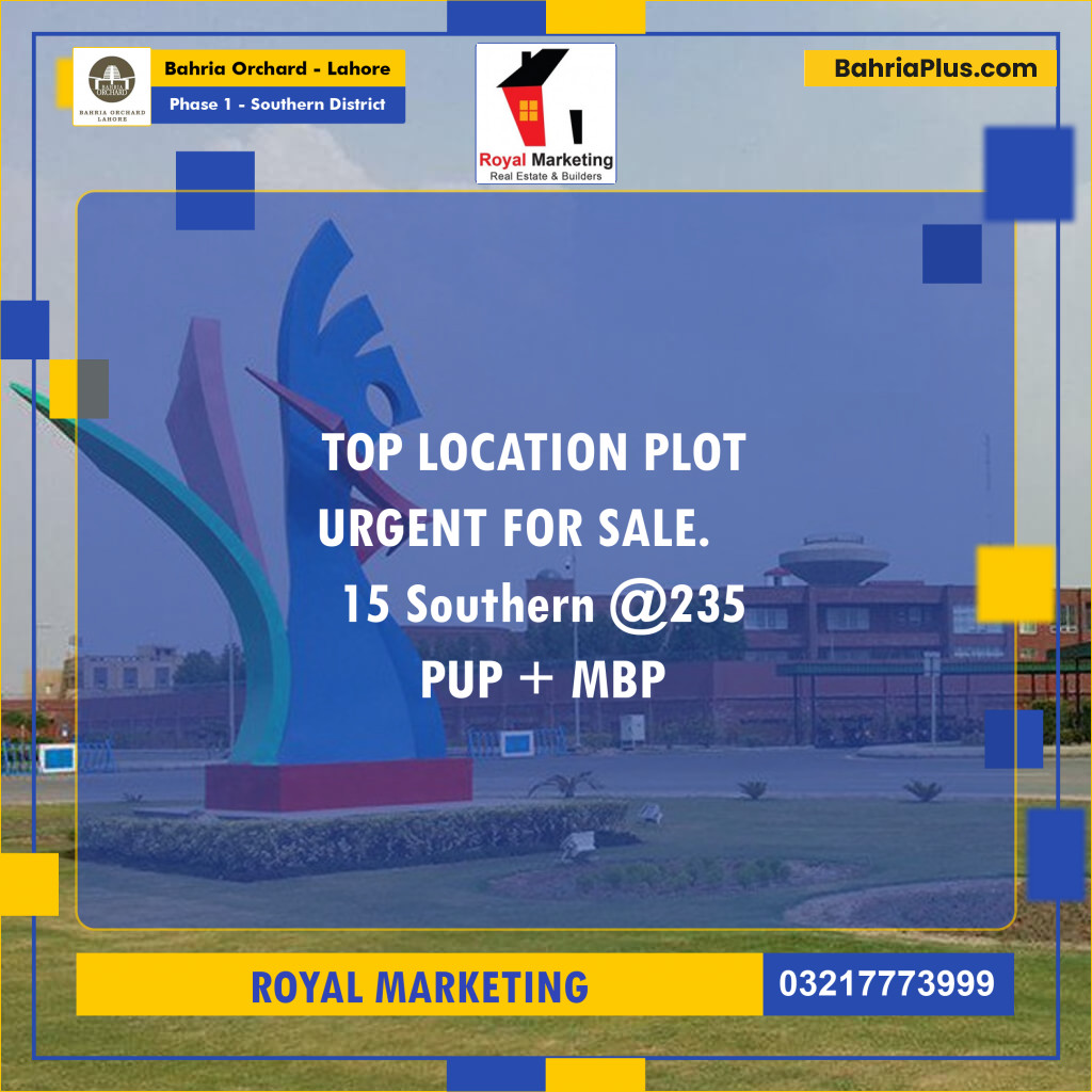 Residential Plot for Sale in Phase 1 - Southern District -  Bahria Orchard, Lahore - (BP-173223)