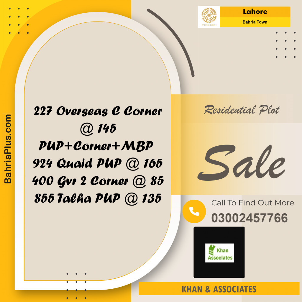 Residential Plot for Sale in Overseas C -  Bahria Town, Lahore - (BP-173236)