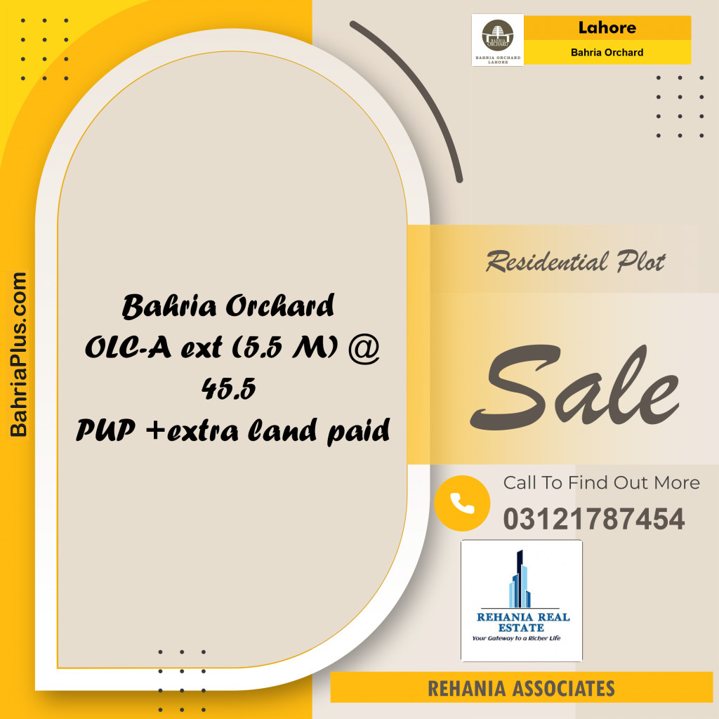 Residential Plot for Sale in OLC-A Ext. Block -  Bahria Orchard, Lahore - (BP-173271)