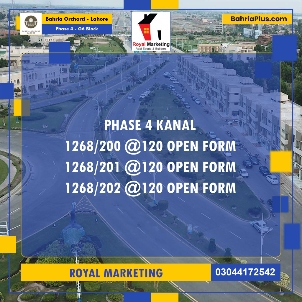 Residential Plot for Sale in Phase 4 - G6 Block -  Bahria Orchard, Lahore - (BP-173306)