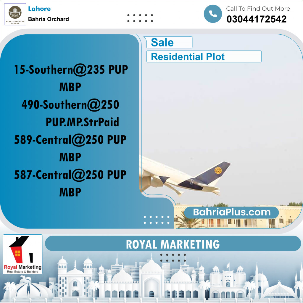 Residential Plot for Sale in Phase 1 - Southern District -  Bahria Orchard, Lahore - (BP-173307)