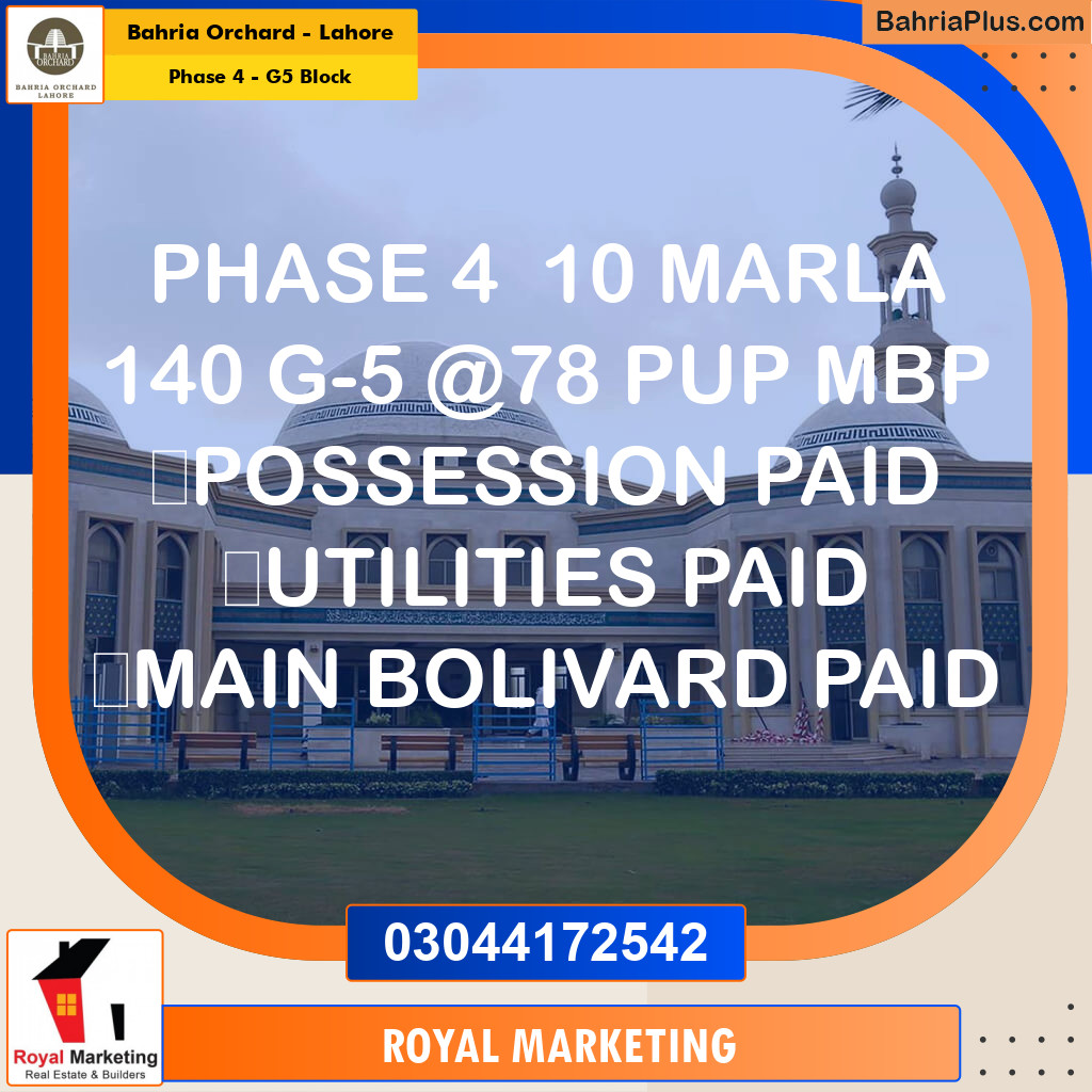 Residential Plot for Sale in Phase 4 - G5 Block -  Bahria Orchard, Lahore - (BP-173308)
