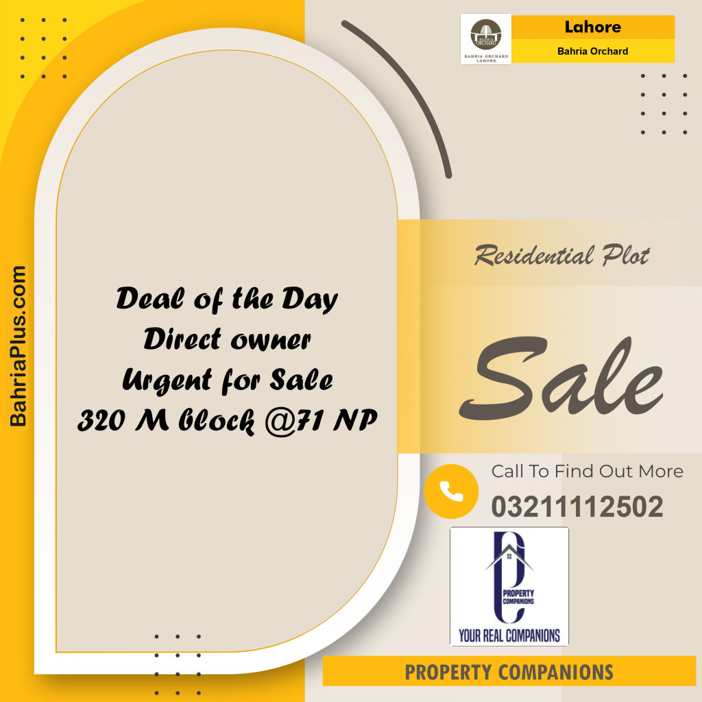 Residential Plot for Sale in Phase 2 - M Block -  Bahria Orchard, Lahore - (BP-173328)