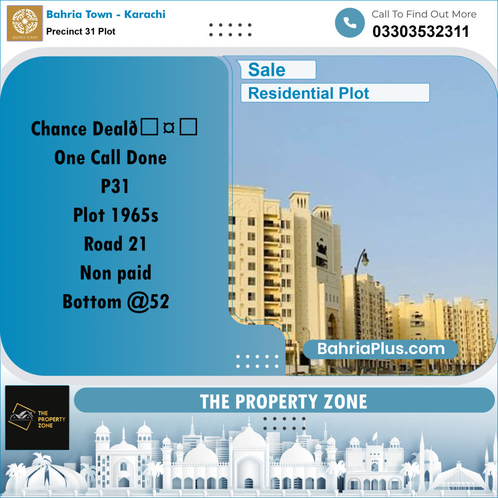 Residential Plot for Sale in Precinct 31 Plot -  Bahria Town, Karachi - (BP-173330)