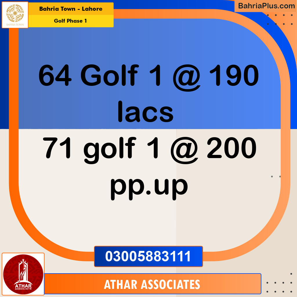 Residential Plot for Sale in Golf Phase 1 -  Bahria Town, Lahore - (BP-173351)