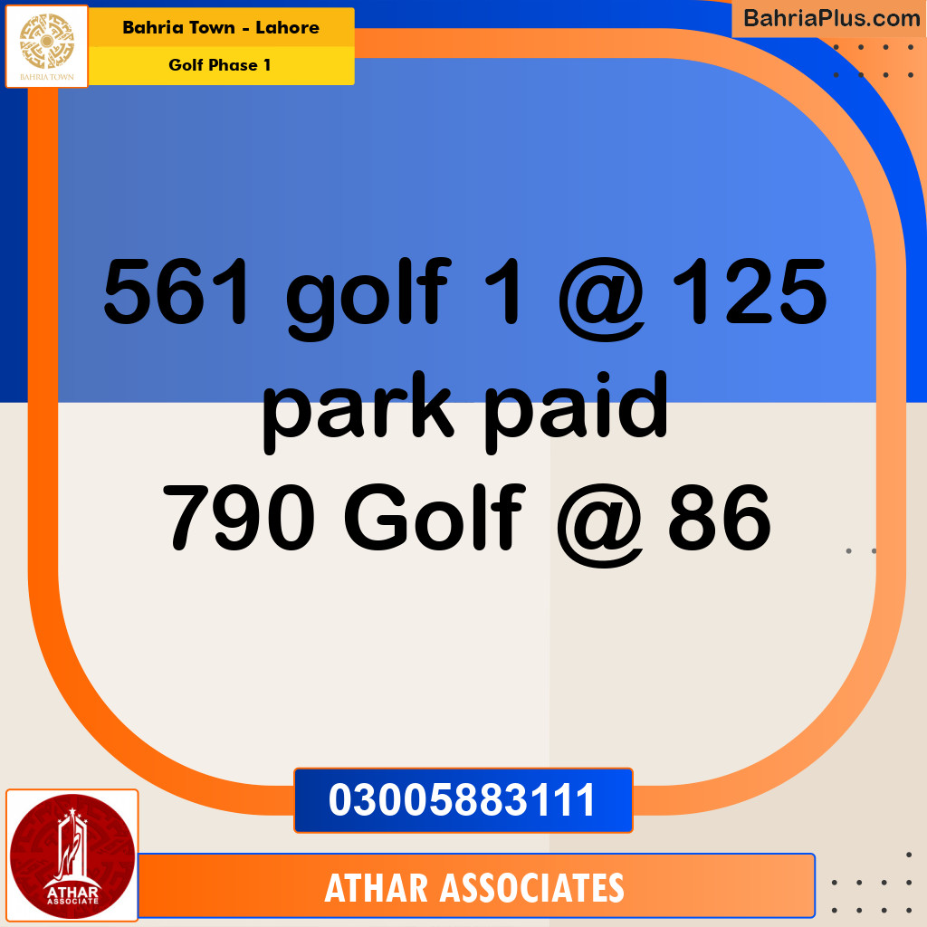 Residential Plot for Sale in Golf Phase 1 -  Bahria Town, Lahore - (BP-173355)