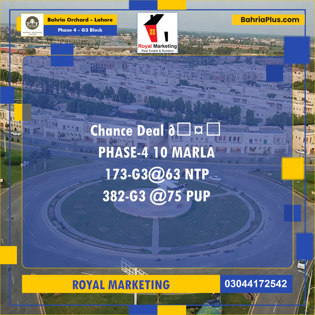 Residential Plot for Sale in Phase 4 - G3 Block -  Bahria Orchard, Lahore - (BP-173360)
