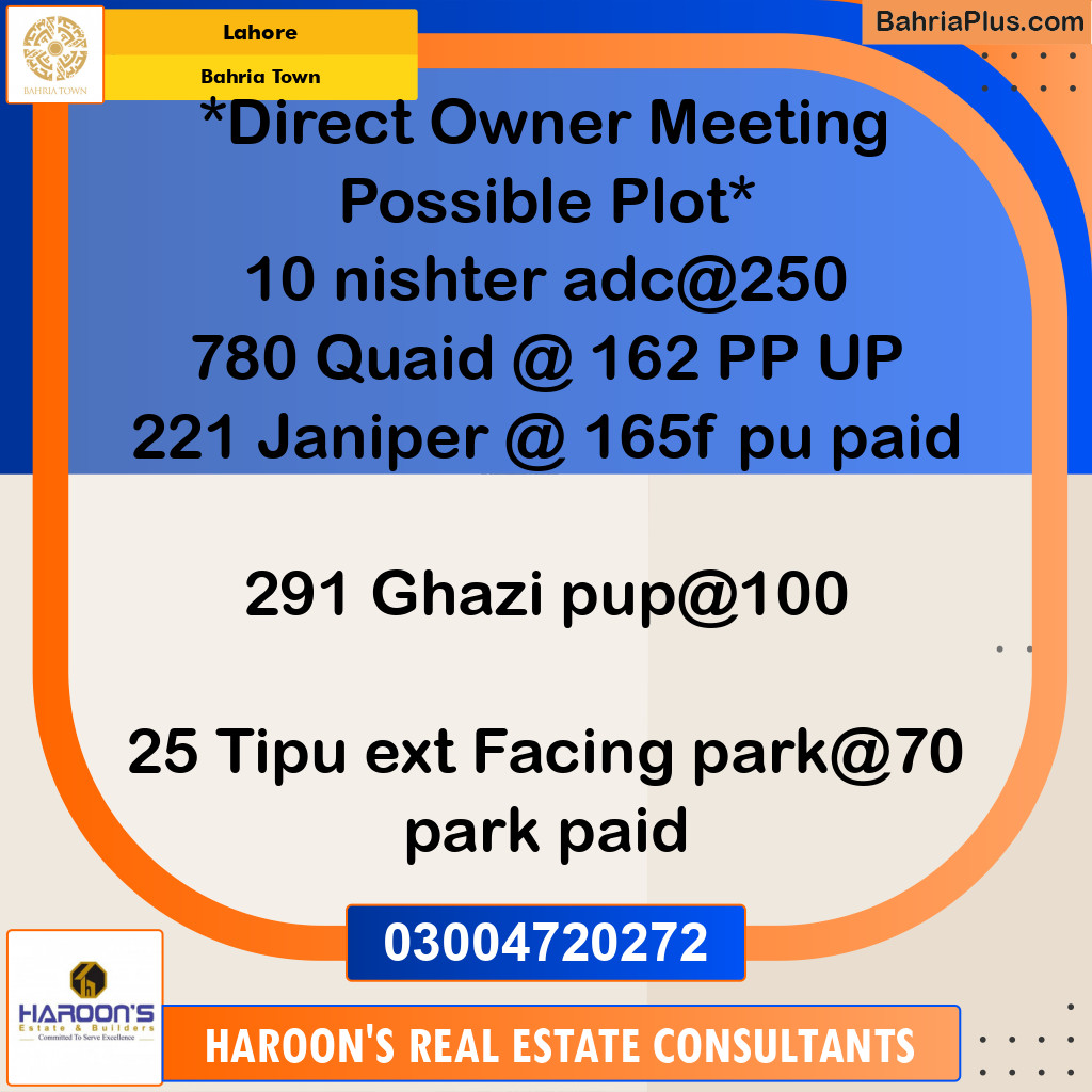 Residential Plot for Sale in Sector E - Nishtar Block -  Bahria Town, Lahore - (BP-173391)