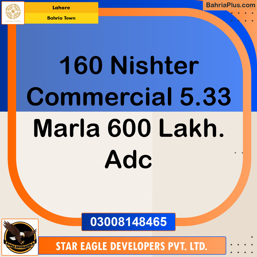 Commercial Plot for Sale in Sector E - Nishtar Commercial -  Bahria Town, Lahore - (BP-173499)