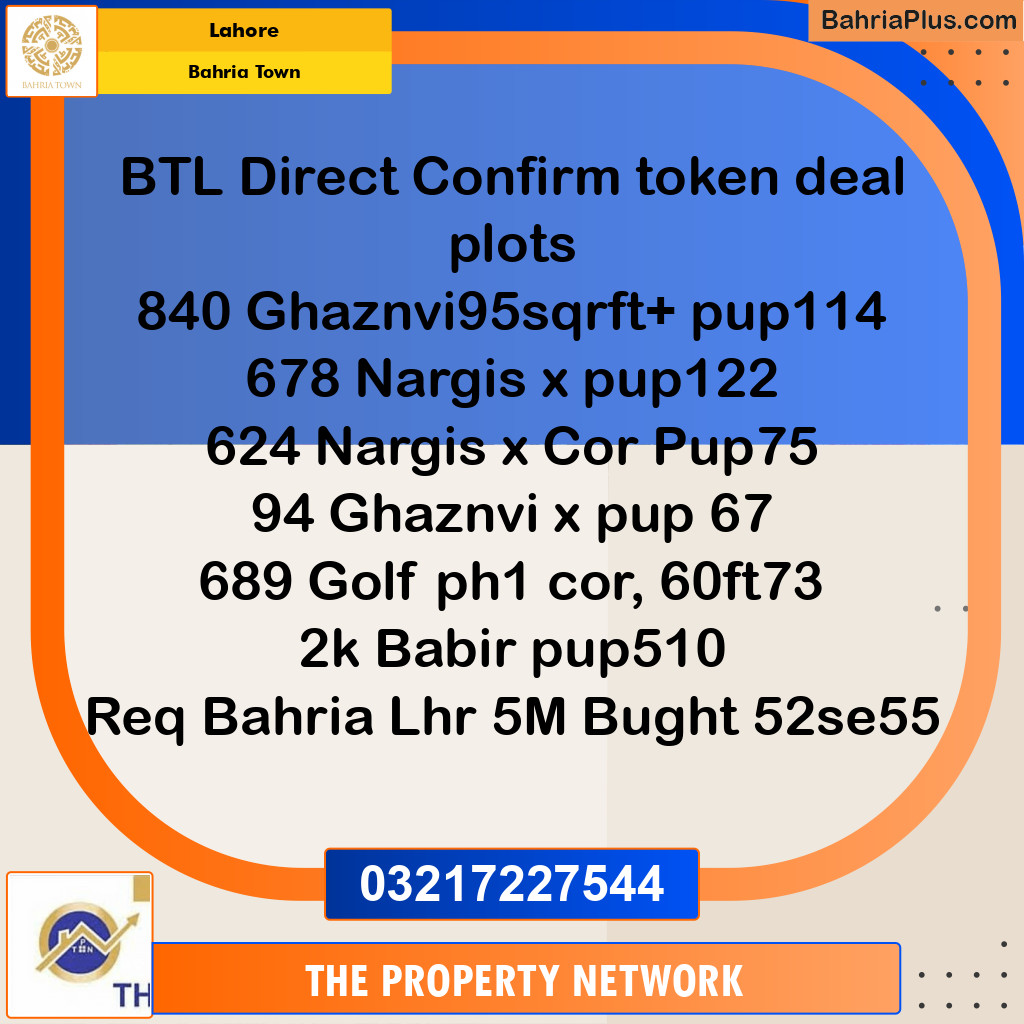 Residential Plot for Sale in Sector F - Ghaznavi Block -  Bahria Town, Lahore - (BP-173501)