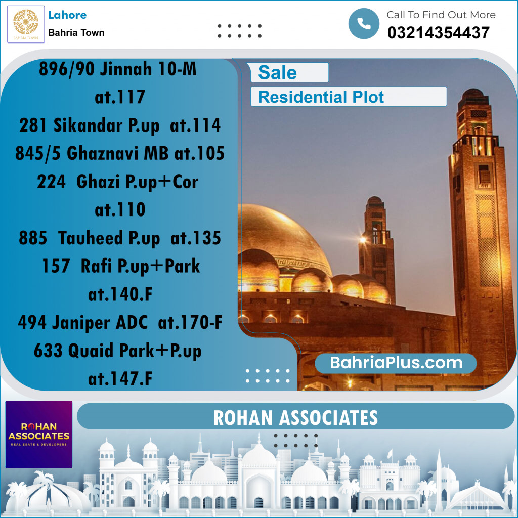 Residential Plot for Sale in Sector E - Jinnah Block -  Bahria Town, Lahore - (BP-173513)