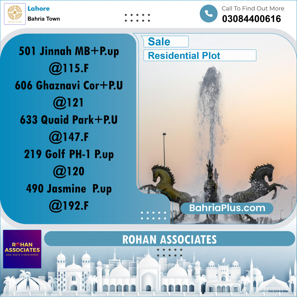 Residential Plot for Sale in Sector E - Jinnah Block -  Bahria Town, Lahore - (BP-173538)