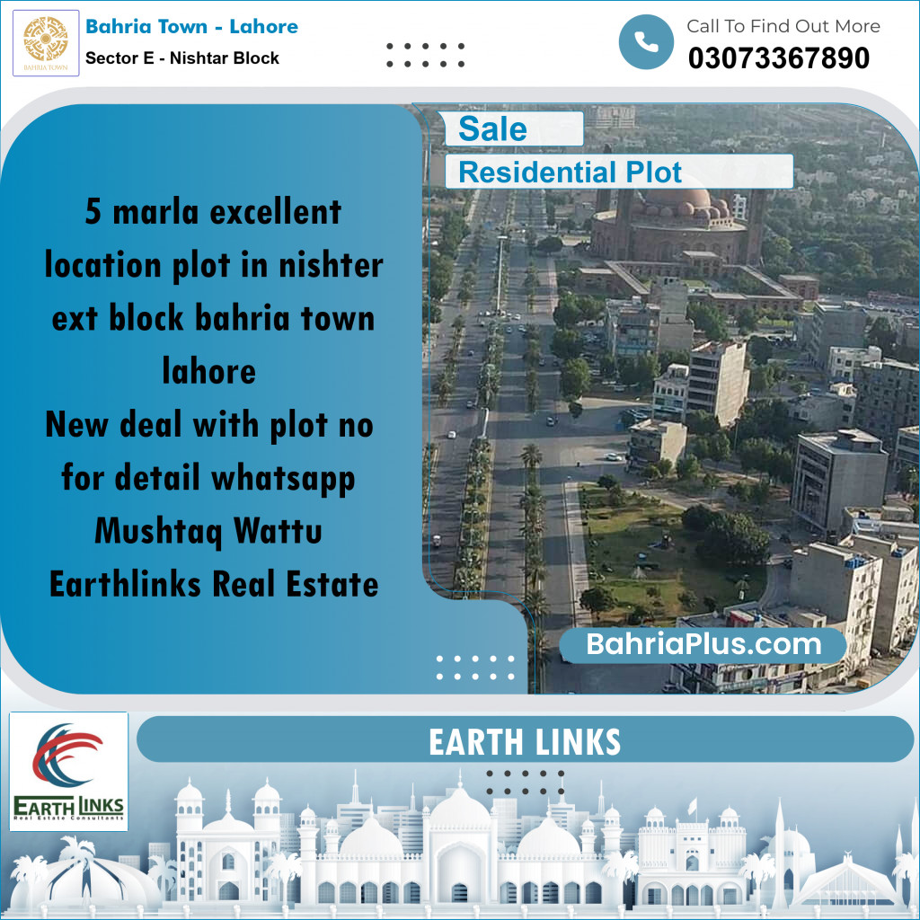 Residential Plot for Sale in Sector E - Nishtar Block -  Bahria Town, Lahore - (BP-173542)