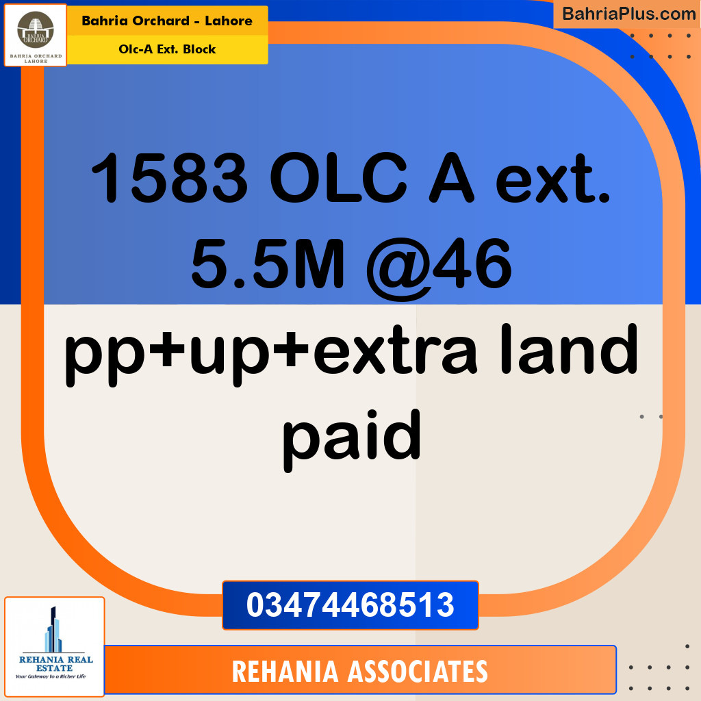 Residential Plot for Sale in OLC-A Ext. Block -  Bahria Orchard, Lahore - (BP-173550)