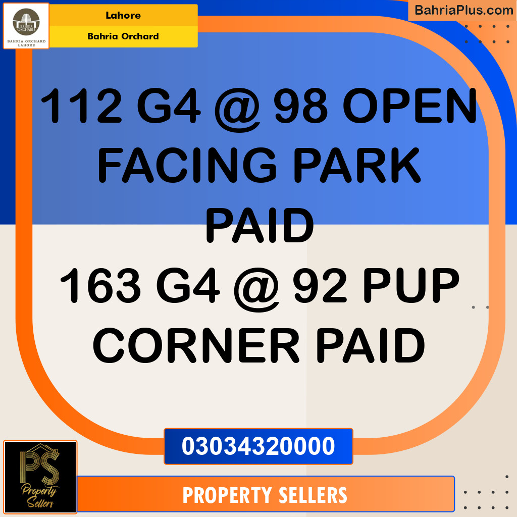 Residential Plot for Sale in Phase 4 - G4 Block -  Bahria Orchard, Lahore - (BP-173564)