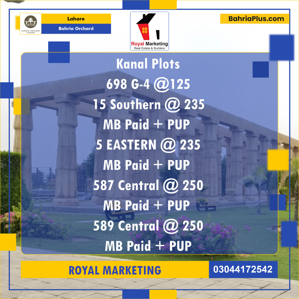 Residential Plot for Sale in Phase 4 - G4 Block -  Bahria Orchard, Lahore - (BP-173578)