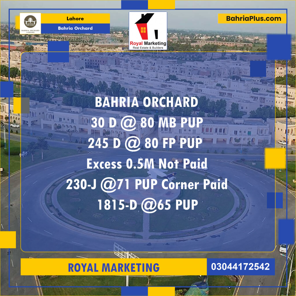 Residential Plot for Sale in Phase 2 - D Block -  Bahria Orchard, Lahore - (BP-173622)