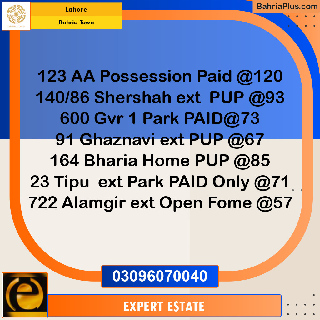 Residential Plot for Sale in Sector D - AA Block -  Bahria Town, Lahore - (BP-173657)