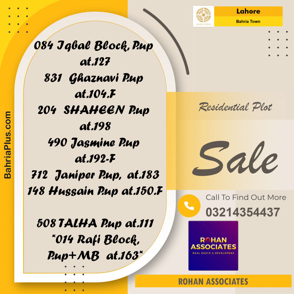 Residential Plot for Sale in Sector E - Iqbal Block -  Bahria Town, Lahore - (BP-173696)