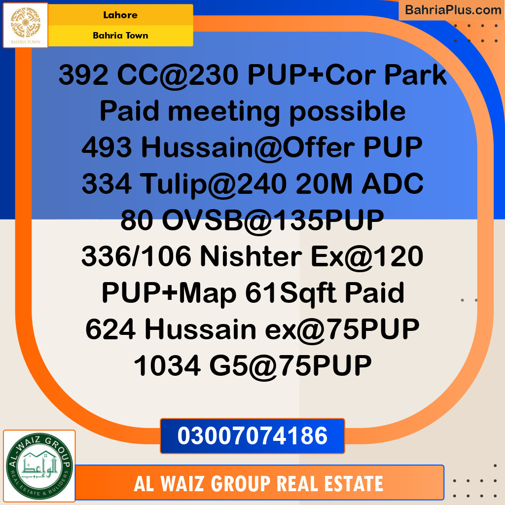 Residential Plot for Sale in Sector D - CC Block -  Bahria Town, Lahore - (BP-173698)