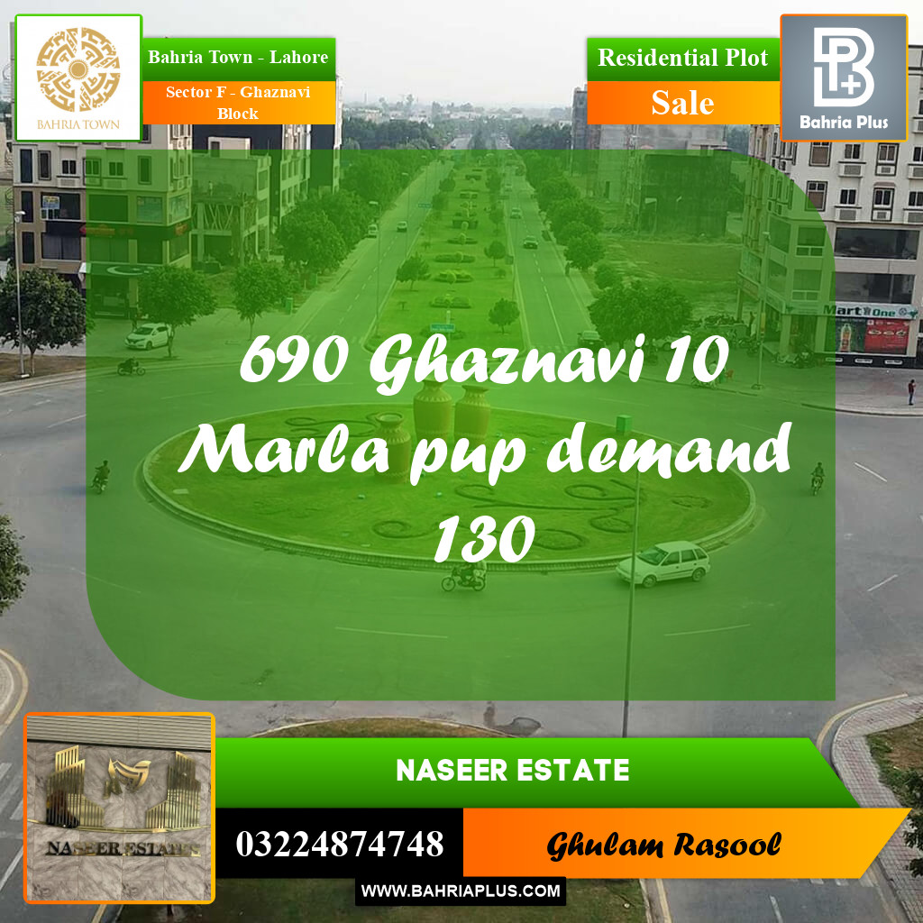 Residential Plot for Sale in Sector F - Ghaznavi Block -  Bahria Town, Lahore - (BP-173758)