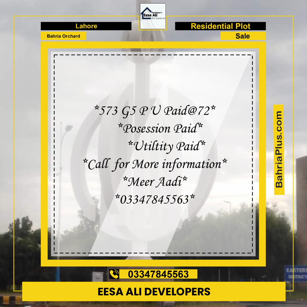 Residential Plot for Sale in Phase 4 - G5 Block -  Bahria Orchard, Lahore - (BP-173825)