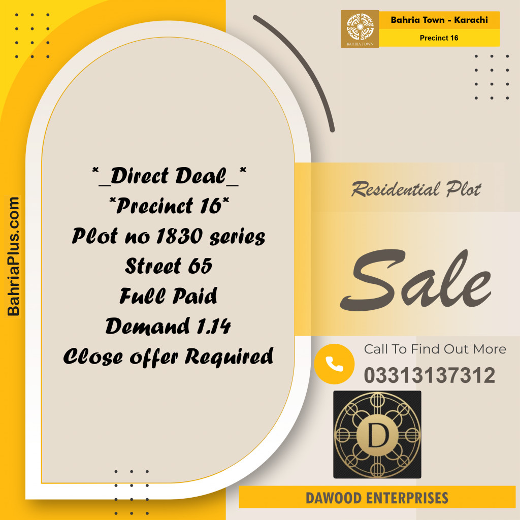 250 Sq. Yards Residential Plot for Sale in Precinct 16 -  Bahria Town, Karachi - (BP-173831)