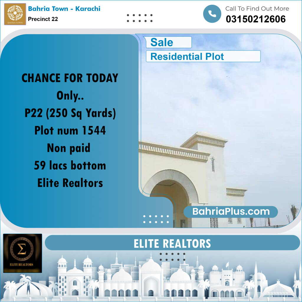 250 Sq. Yards Residential Plot for Sale in Precinct 22 -  Bahria Town, Karachi - (BP-173889)
