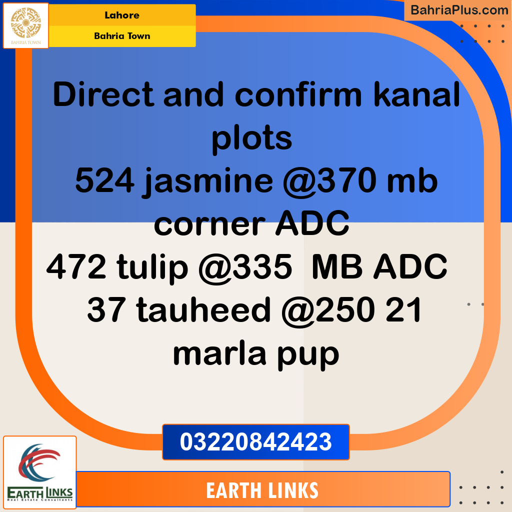 Residential Plot for Sale in Sector C - Jasmine Block -  Bahria Town, Lahore - (BP-173901)