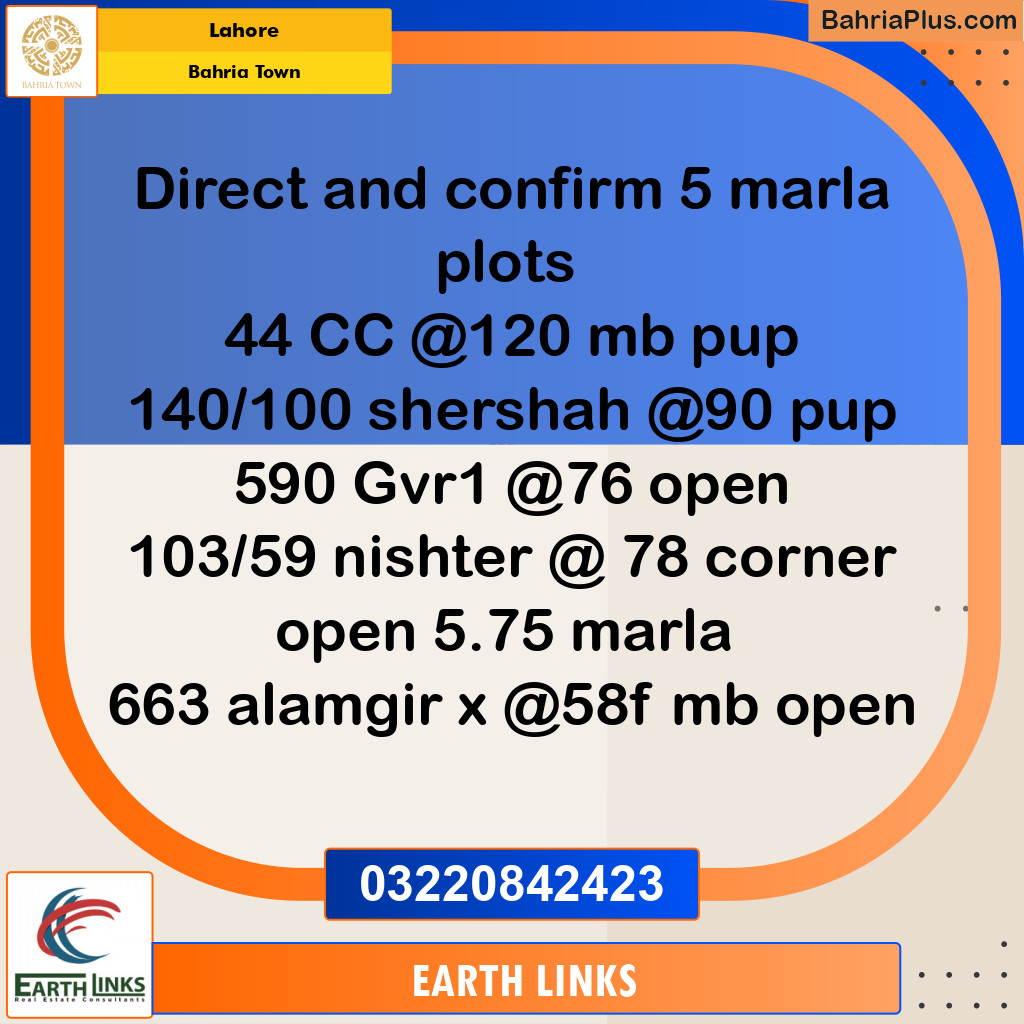 Residential Plot for Sale in Sector D - CC Block -  Bahria Town, Lahore - (BP-173904)