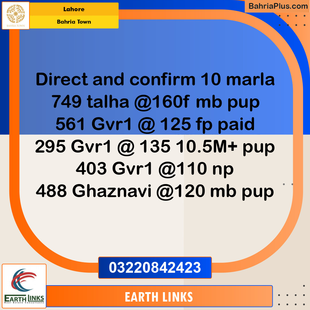 Residential Plot for Sale in Sector F - Talha Block -  Bahria Town, Lahore - (BP-173906)