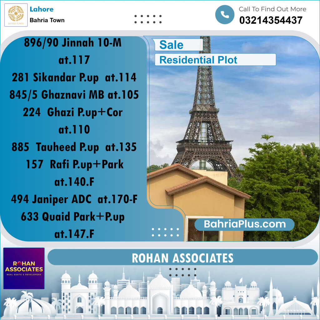 Residential Plot for Sale in Sector E - Jinnah Block -  Bahria Town, Lahore - (BP-173989)