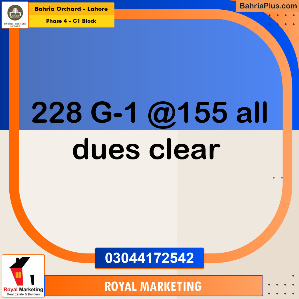 Residential Plot for Sale in Phase 4 - G1 Block -  Bahria Orchard, Lahore - (BP-173991)