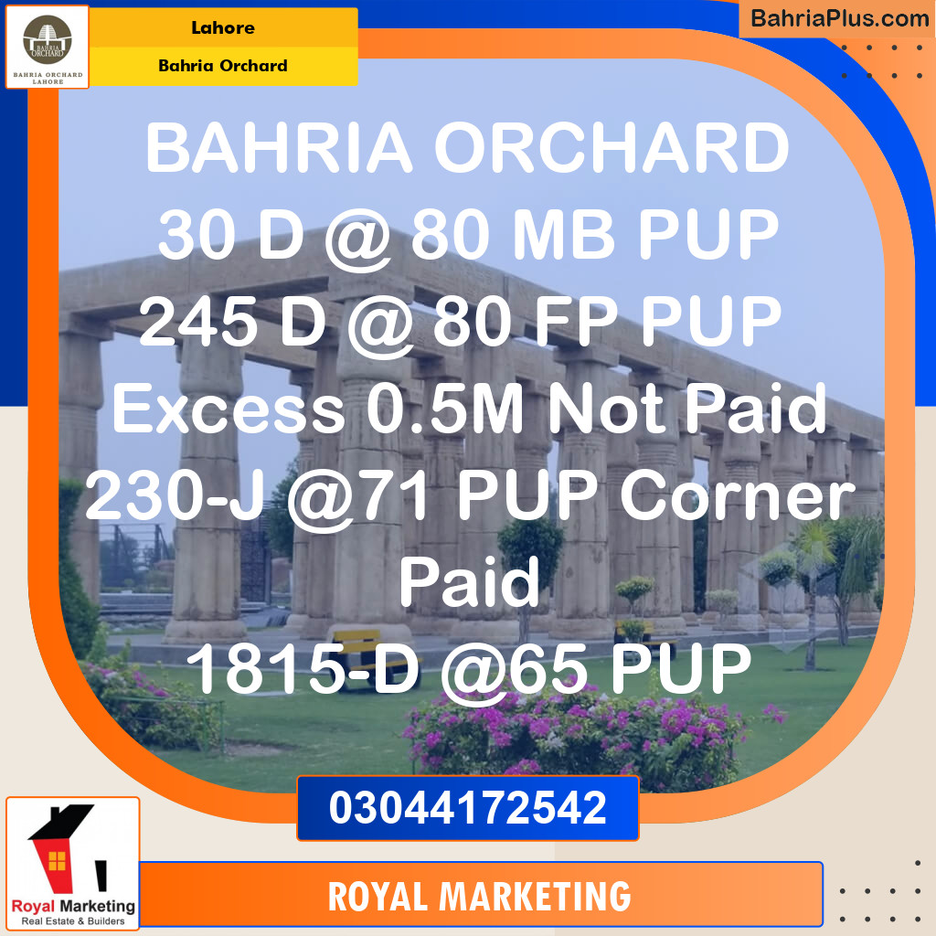 Residential Plot for Sale in Phase 2 - D Block -  Bahria Orchard, Lahore - (BP-174008)